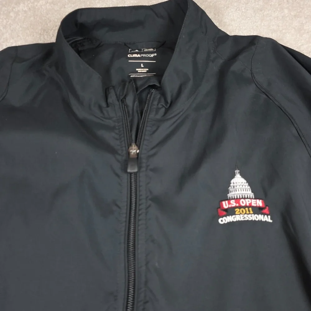 Adidas Golf Jacket Mens L Black ClimaProof 1/4 Zip U.S. Open 2011 Congressional